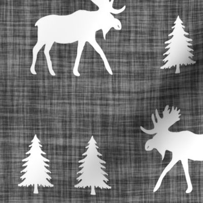 moose trot // on charcoal linen // oversized 