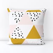 triangle wholecloth // pale pink + gold + b/w dots