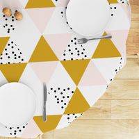 triangle wholecloth // pale pink + gold + b/w dots