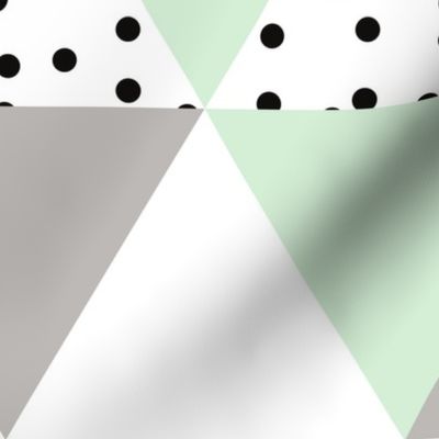 triangle wholecloth // mint + gray + b/w dots