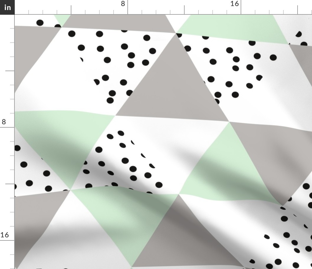 triangle wholecloth // mint + gray + b/w dots