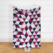 triangle wholecloth // navy + raspberry + b/w dots