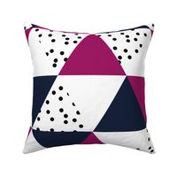 triangle wholecloth // navy + raspberry + b/w dots