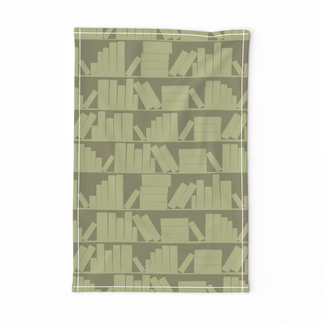 library book shelves khaki olive green 