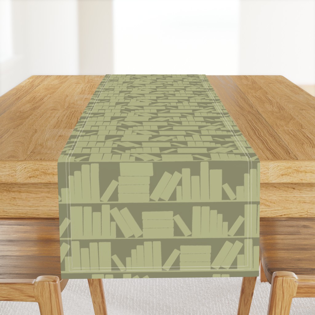 library book shelves khaki olive green 