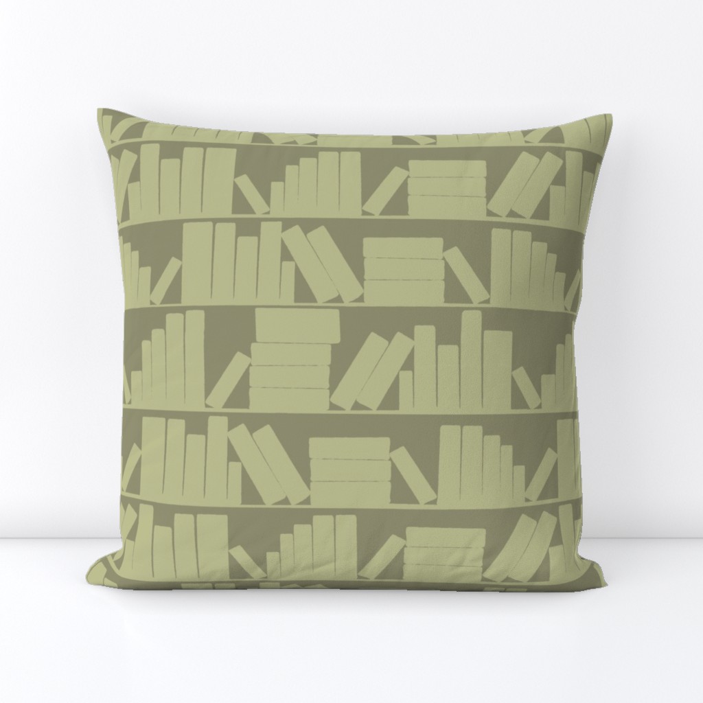 library book shelves khaki olive green 