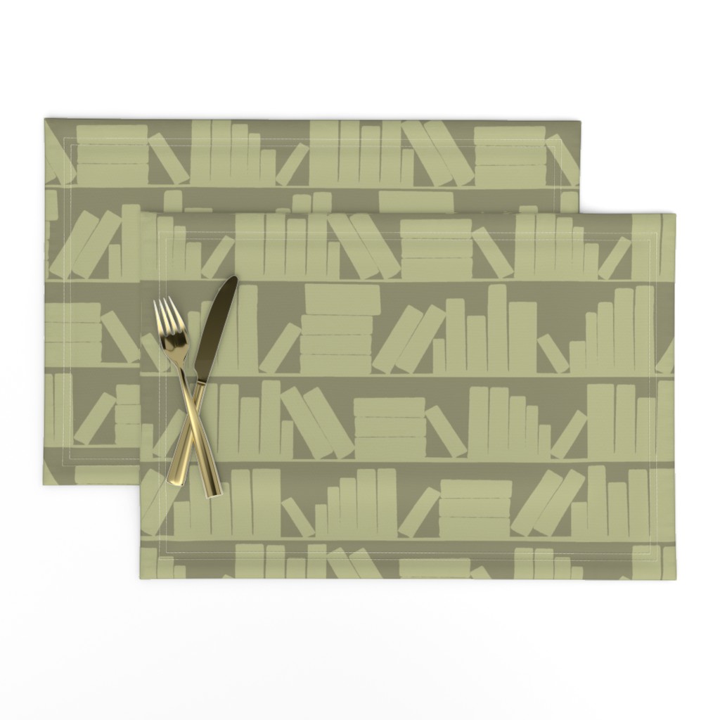 library book shelves khaki olive green 