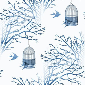 Blue Birdcage Bare Branches