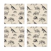 Museum Animals, Dinosaur Skeletons, Dinos in Black and Cream