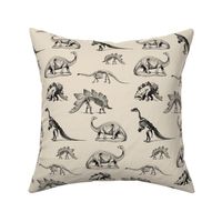 Museum Animals, Dinosaur Skeletons, Dinos in Black and Cream