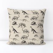 Museum Animals, Dinosaur Skeletons, Dinos in Black and Cream