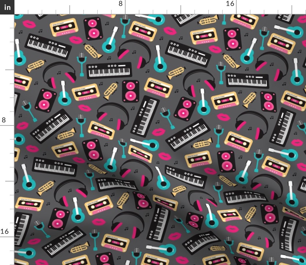 Retro music and lyrics jazz illustration pattern