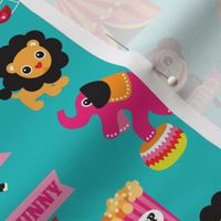 Colorful kids circus animals fun fair illustration pattern