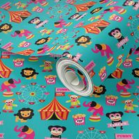 Colorful kids circus animals fun fair illustration pattern