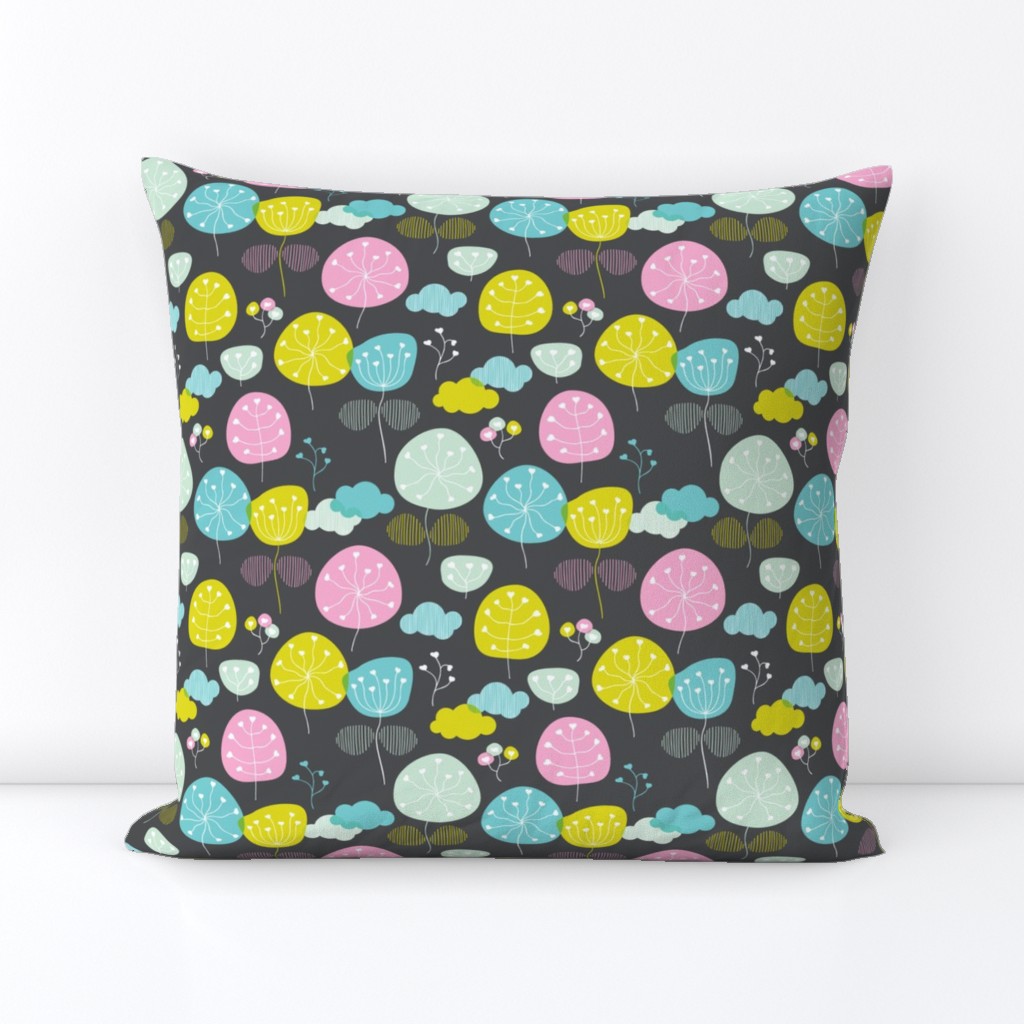 Summer colorful retro poppy flower illustration pattern