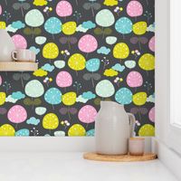 Summer colorful retro poppy flower illustration pattern