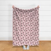 Geometric feathers pastel arrows and clouds illustration pattern pink