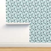 Geometric feathers pastel arrows and clouds illustration pattern