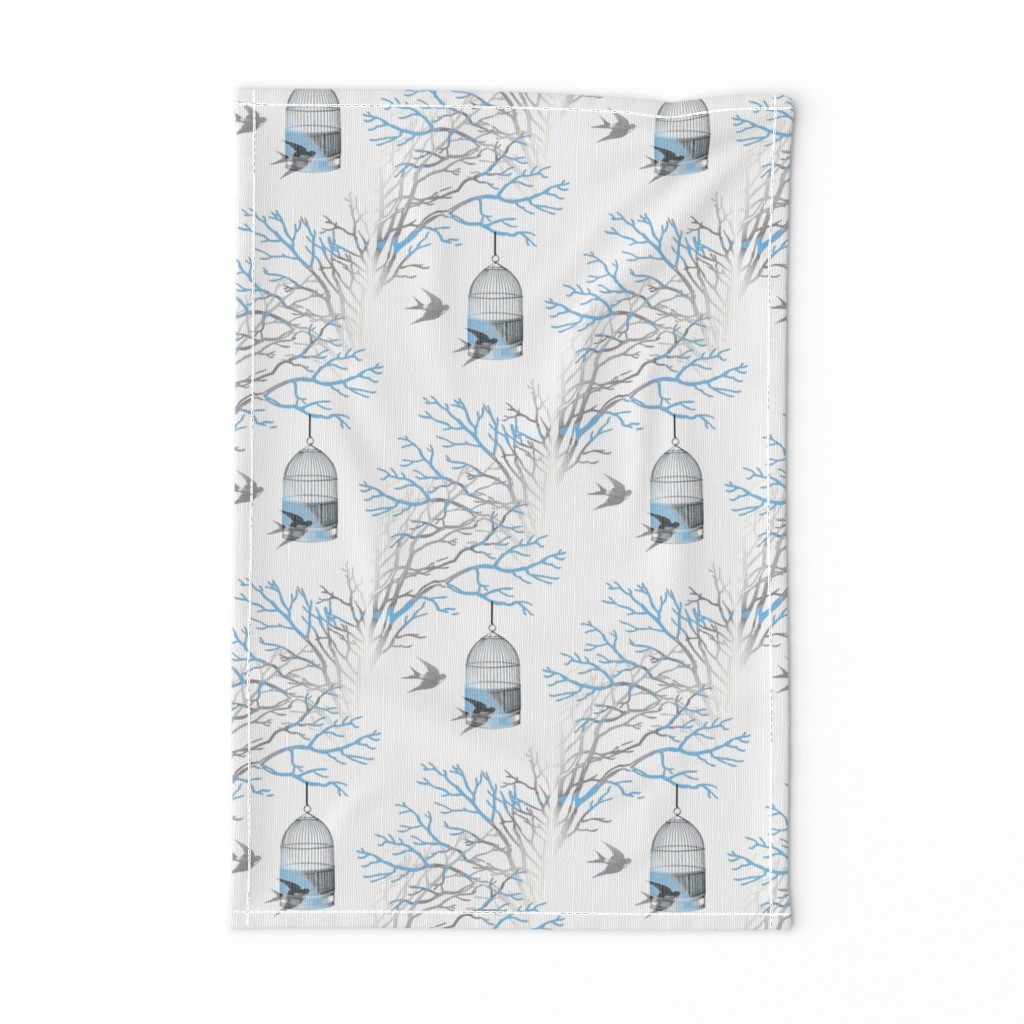 Bare Branches Birdcage Blue Gray-ch