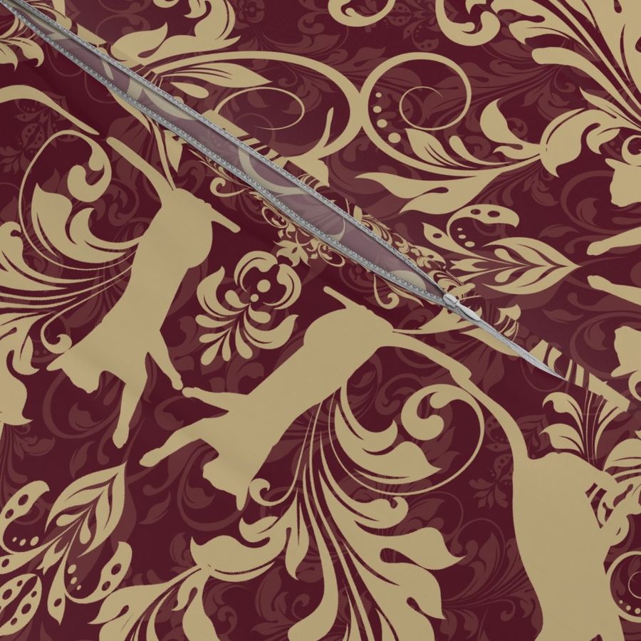 cat damask burgundy