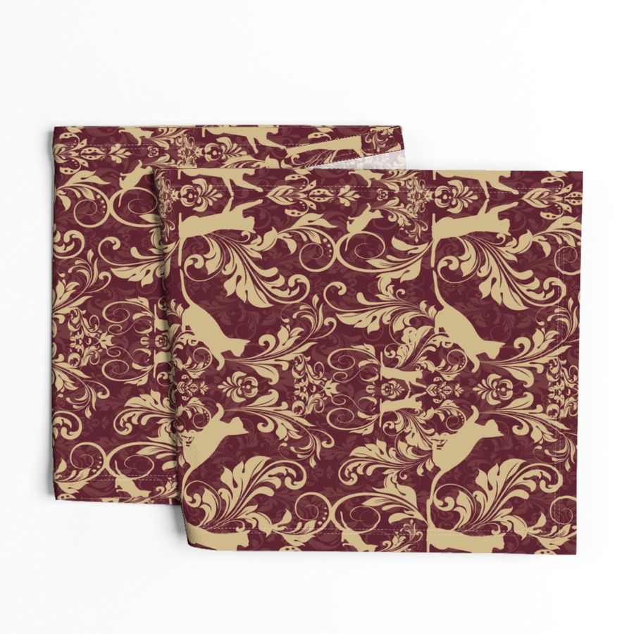 cat damask burgundy