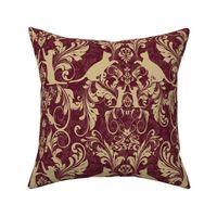 cat damask burgundy