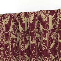 cat damask burgundy