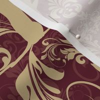 cat damask burgundy