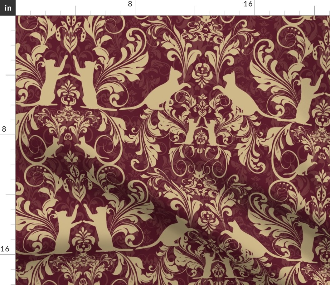 cat damask burgundy