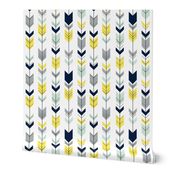 Fletching Arrows // navy/mint/grey/yellow (small scale) on white