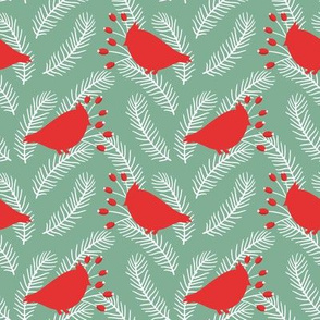 Winter design with birds and berries