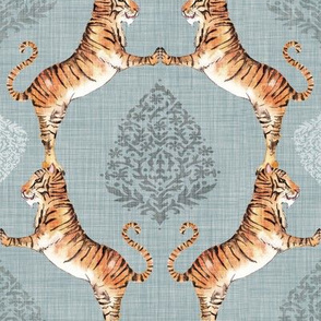 Big Cat Damask (in Silver) MED / tiger