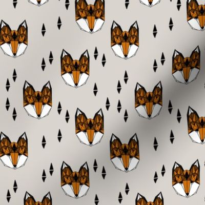 fox // grey and rust geometric fox head kid baby boy nursery kids