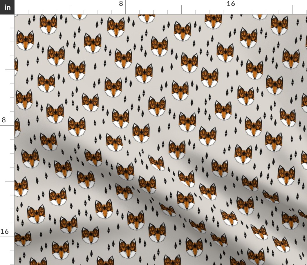 fox // grey and rust geometric fox head kid baby boy nursery kids