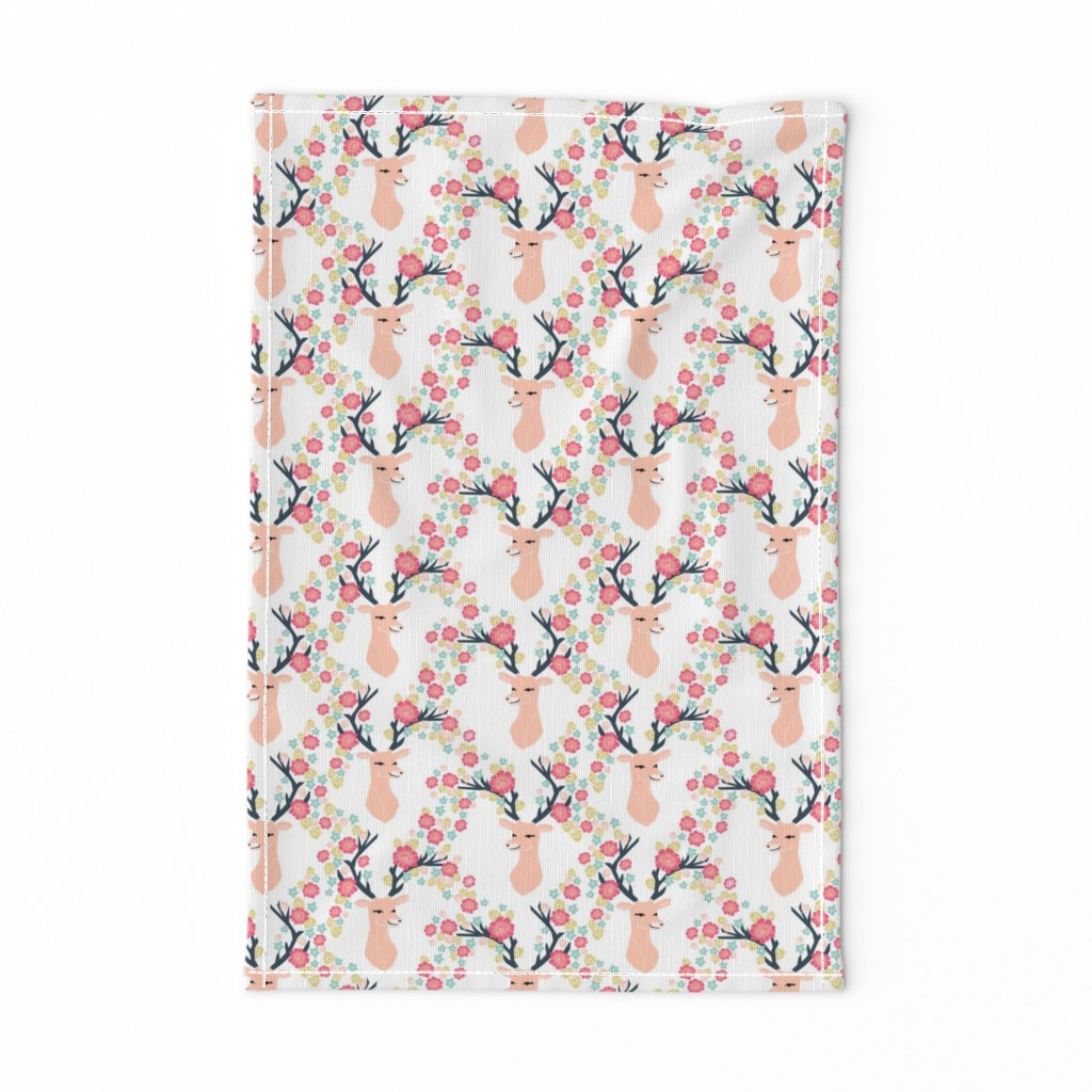 floral deer // deer with flowers antlers antler floral antler girls spring pink flowers