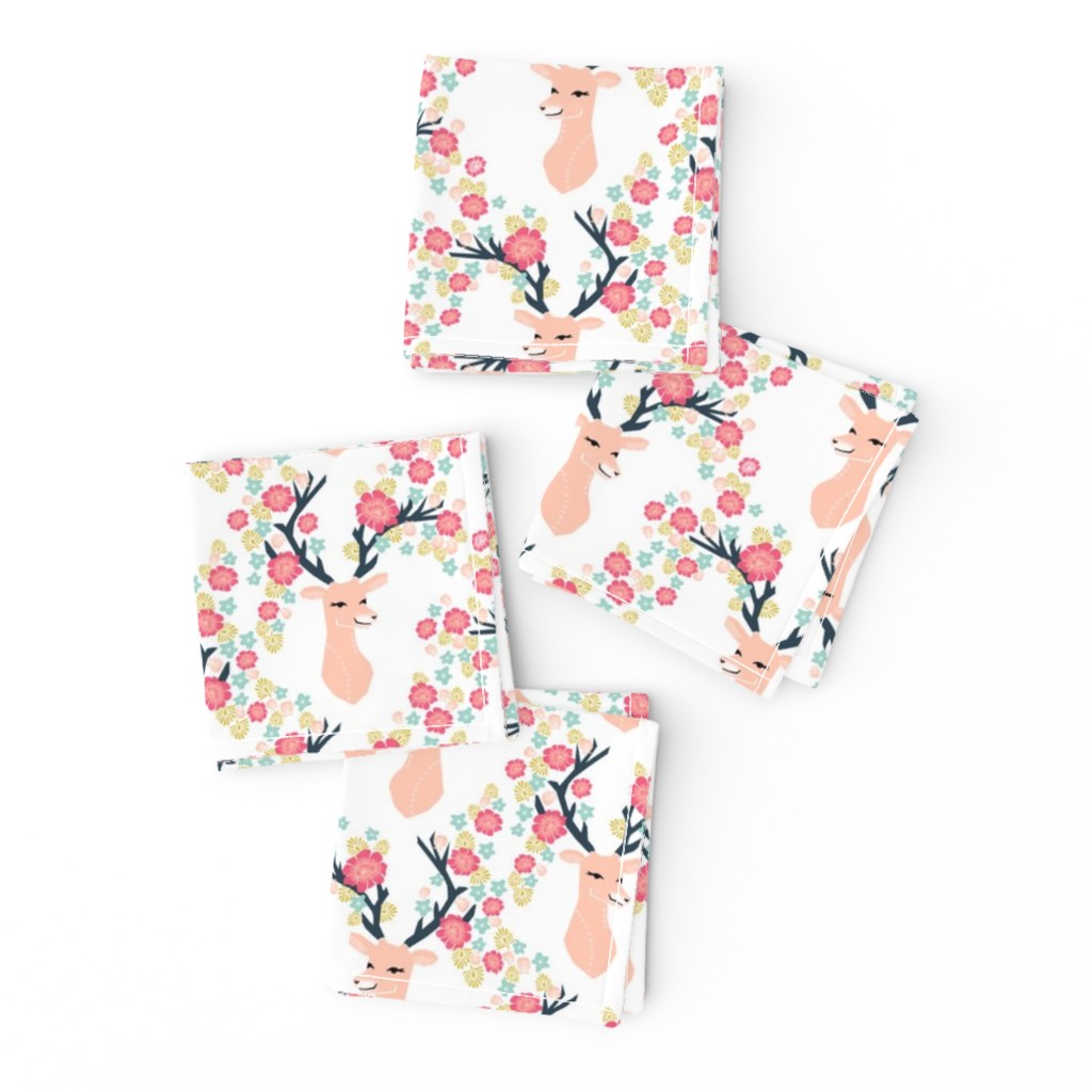 floral deer // deer with flowers antlers antler floral antler girls spring pink flowers