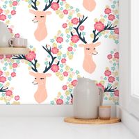 floral deer // deer with flowers antlers antler floral antler girls spring pink flowers