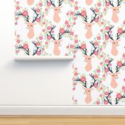 floral deer // deer with flowers antlers antler floral antler girls spring pink flowers