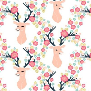 floral deer // deer with flowers antlers antler floral antler girls spring pink flowers