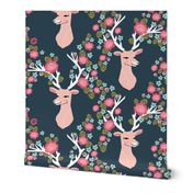 floral deer // deer head flowers spring girls sweet flowers floral deer antlers