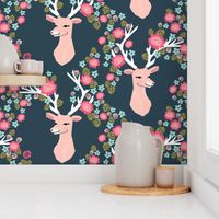 floral deer // deer head flowers spring girls sweet flowers floral deer antlers