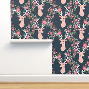 floral deer // deer head flowers spring girls sweet flowers floral deer antlers