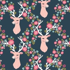 floral deer // deer head flowers spring girls sweet flowers floral deer antlers