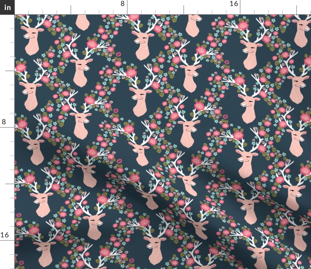 floral deer // deer head flowers spring girls sweet flowers floral deer antlers