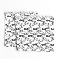 deer with flowers // charcoal grey deer flowers cute deer 