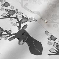 deer with flowers // charcoal grey deer flowers cute deer 