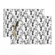 deer with flowers // charcoal grey deer flowers cute deer 