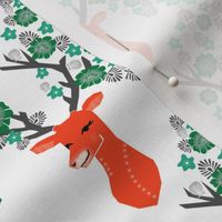 christmas deer // nordic flower red and green deer head cute xmas christmas deer