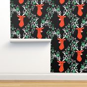 christmas deer // flowers red and green antlers buck doe christmas xmas