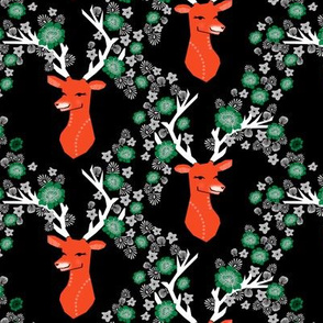 christmas deer // flowers red and green antlers buck doe christmas xmas